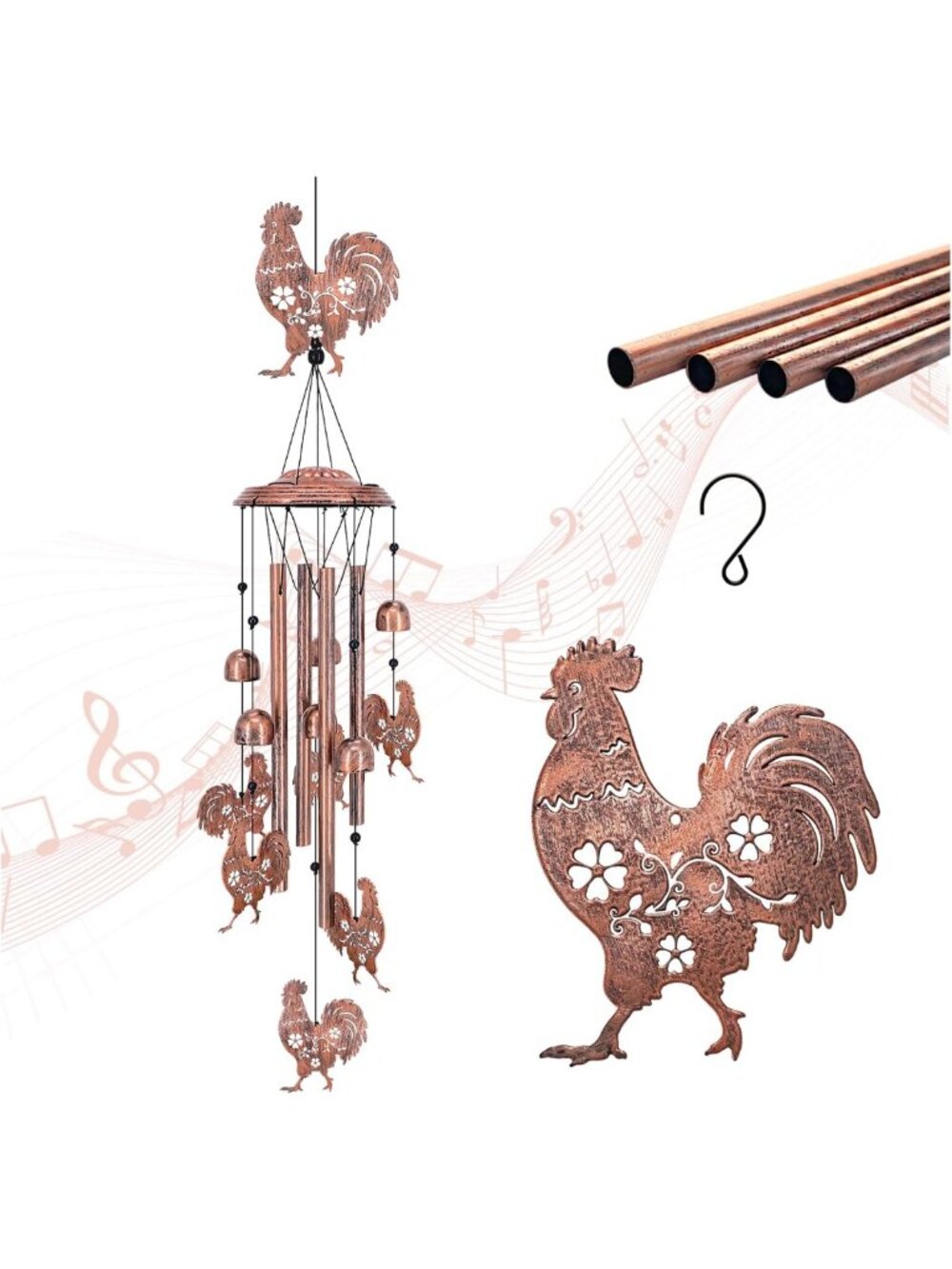 Charming Chicken Wind Chimes - Unique Outdoor Decor, Perfect Gift for Garden